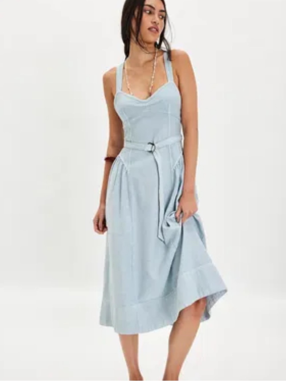 Free People Marrick Sweetheart Neckline Midi Dress